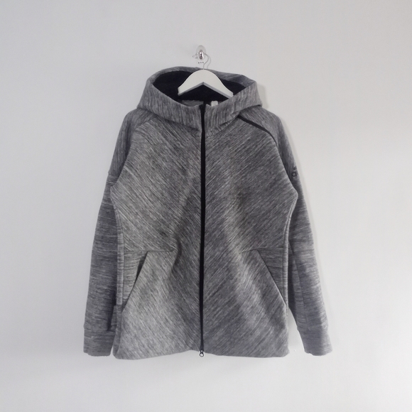 Adidas Z.N.E Zip Up Jacket Hoodie - Grey Black - Size Medium - Picture 2 of 4